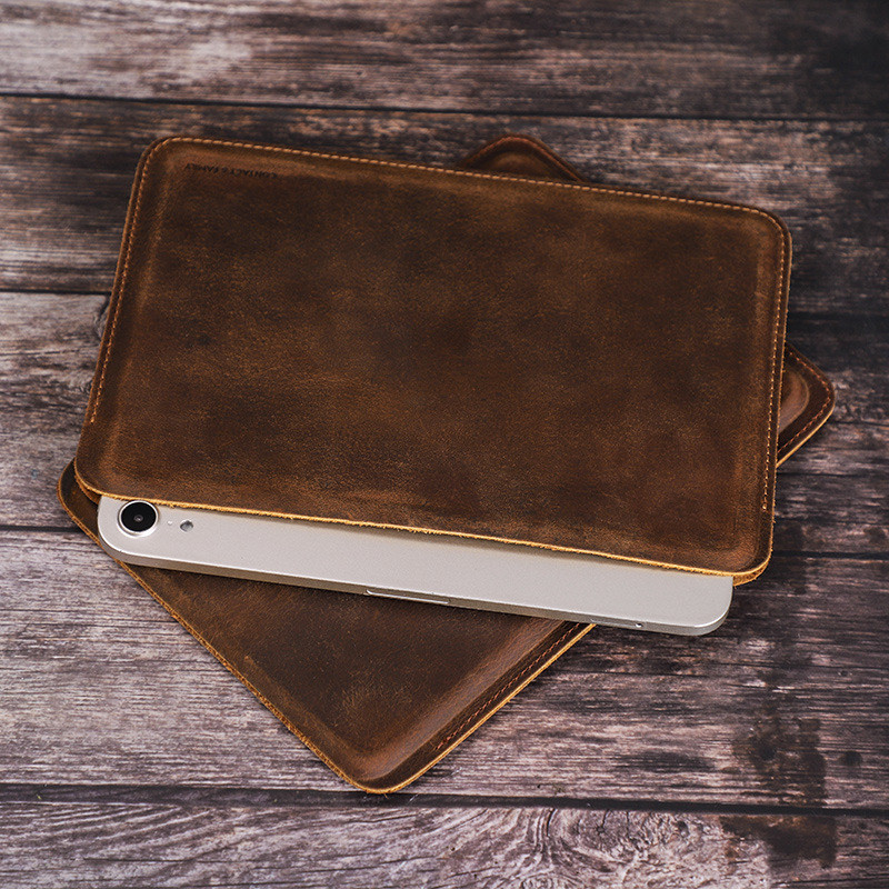 For iPad mini (2024)/ iPad Mini 6 Genuine Leather Sleeve Case Vintage Tablet Cover for iPad Mini 5 4