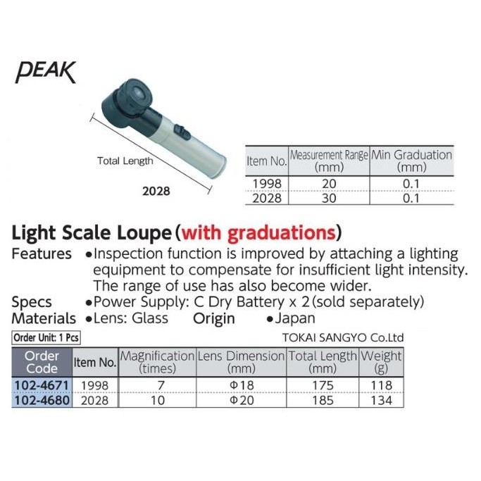 

Light Scale Loupe Magnifier 10x 10x Magnifying Glass PEAK 2028