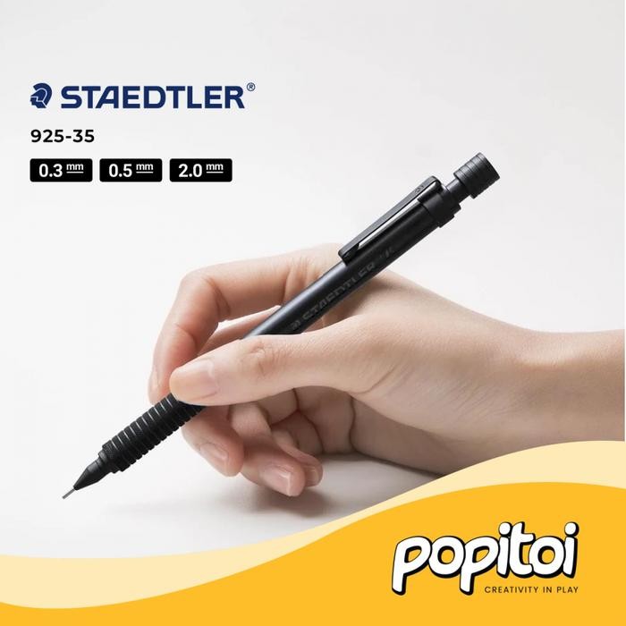 

Staedtler 925-35 All Black Drafting Mechanical Pencil 0.3 0.5 2.0 mm Pensil Mekanik Cetek