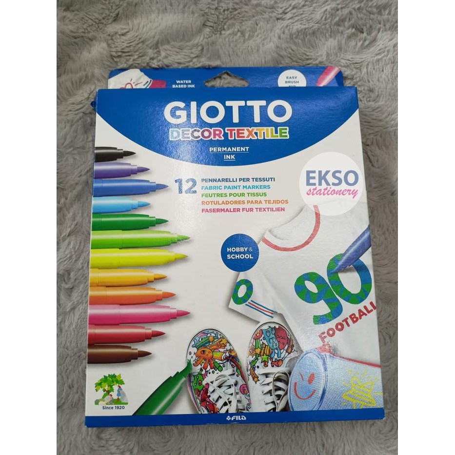 

GIOTTO Decor Textile 12 Colours - Paint Markers Spidol Kain