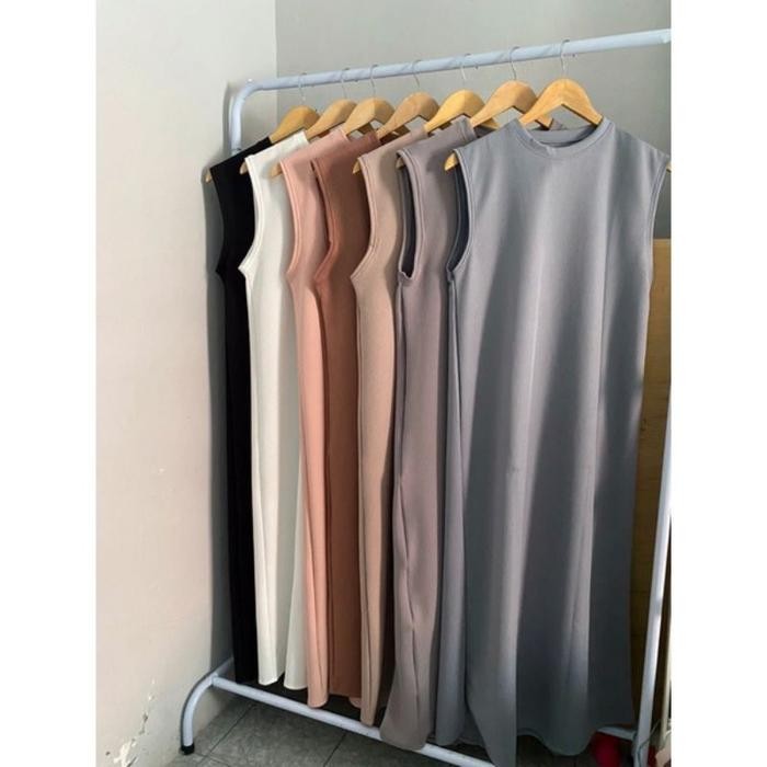 Inner Dress Polos Tanpa Lengan Bahan Scuba Premium Gamis Manset Tanpa Lengan Jumbo polos Dewasa