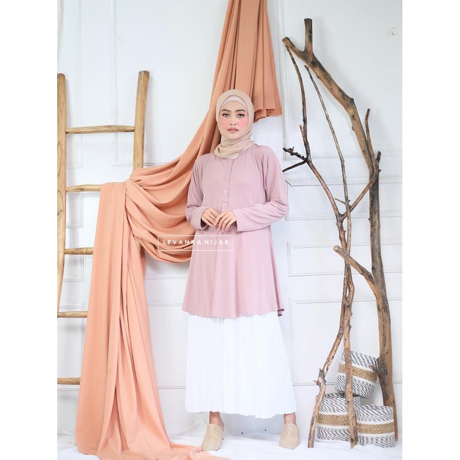 Atasan Muslim Wanita model Tunik bahan Jersey Korea atau Daily Tunik