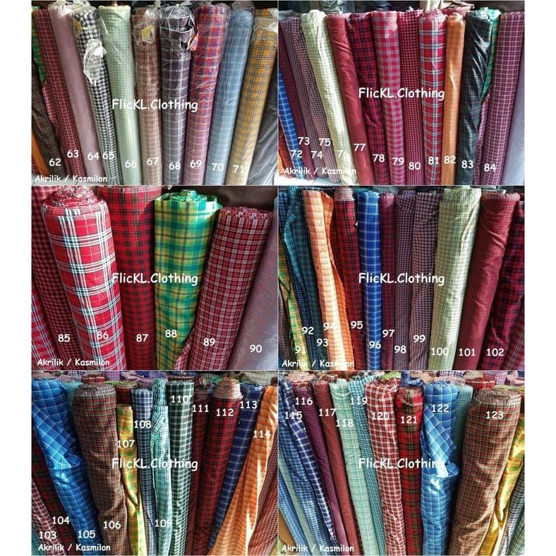 (Expert) Bahan Kain Akrilik Kasmilon Motif Corak Kotak Kotak Seragam Sekolah