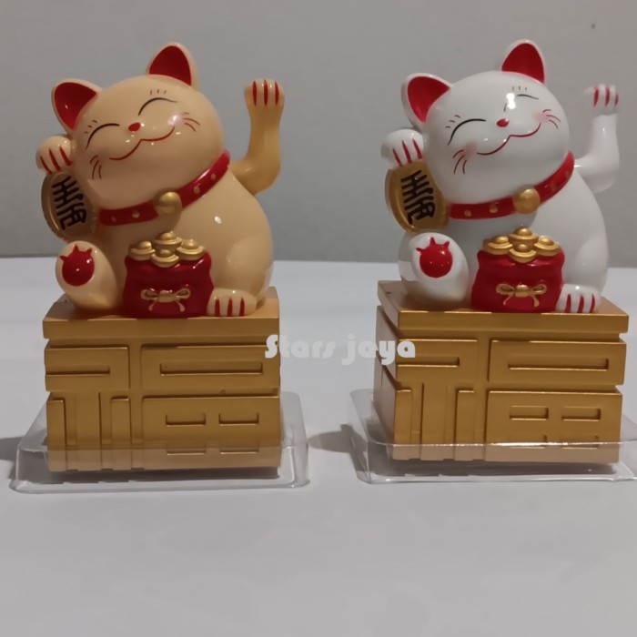 Jual [READY] Patung Kucing Hoki Lucky Cat Tangan Gerak Goyang Cina Solar Mini Kecil Jepang