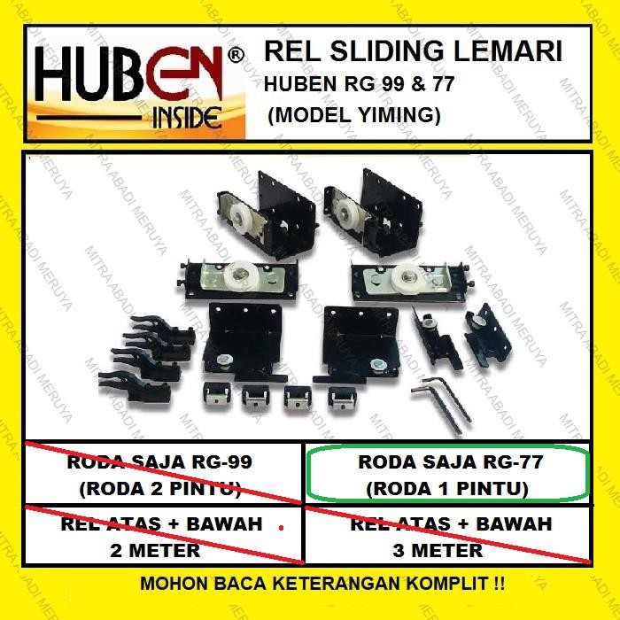 RODA GANTUNG HUBEN RG77 (1 PINTU ) RODA REL SLIDING LEMARI REL YIMING