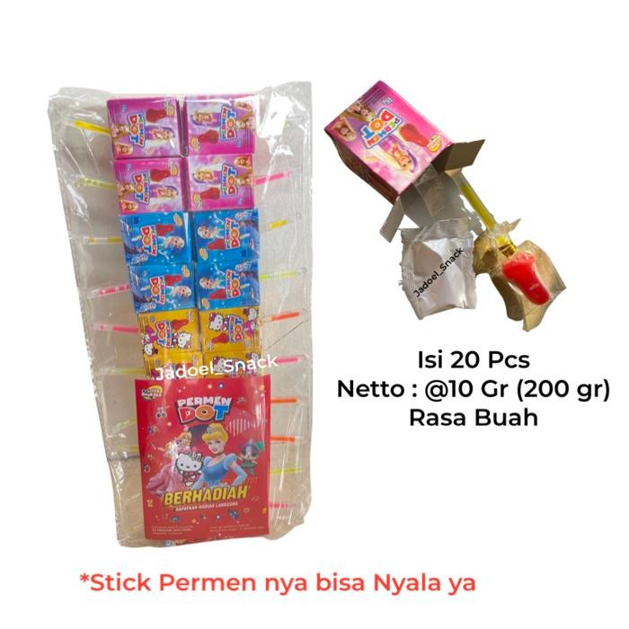 

MARI MILIKI- LIGHT DOT CANDY STICK 20 X 10 GR RASA BUAH BUAHAN PERMEN NYALA BY JADOEL_SNACK FOOD