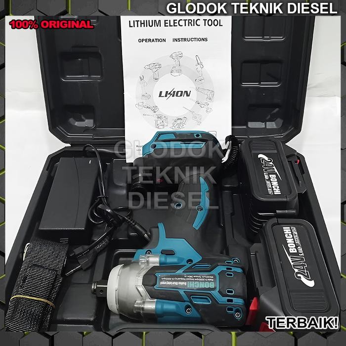 Mesin Bor Impact Baterai Cordless 21 - 48 V 380 N Brushless Cordless Impact Wrench Drill Machine Set