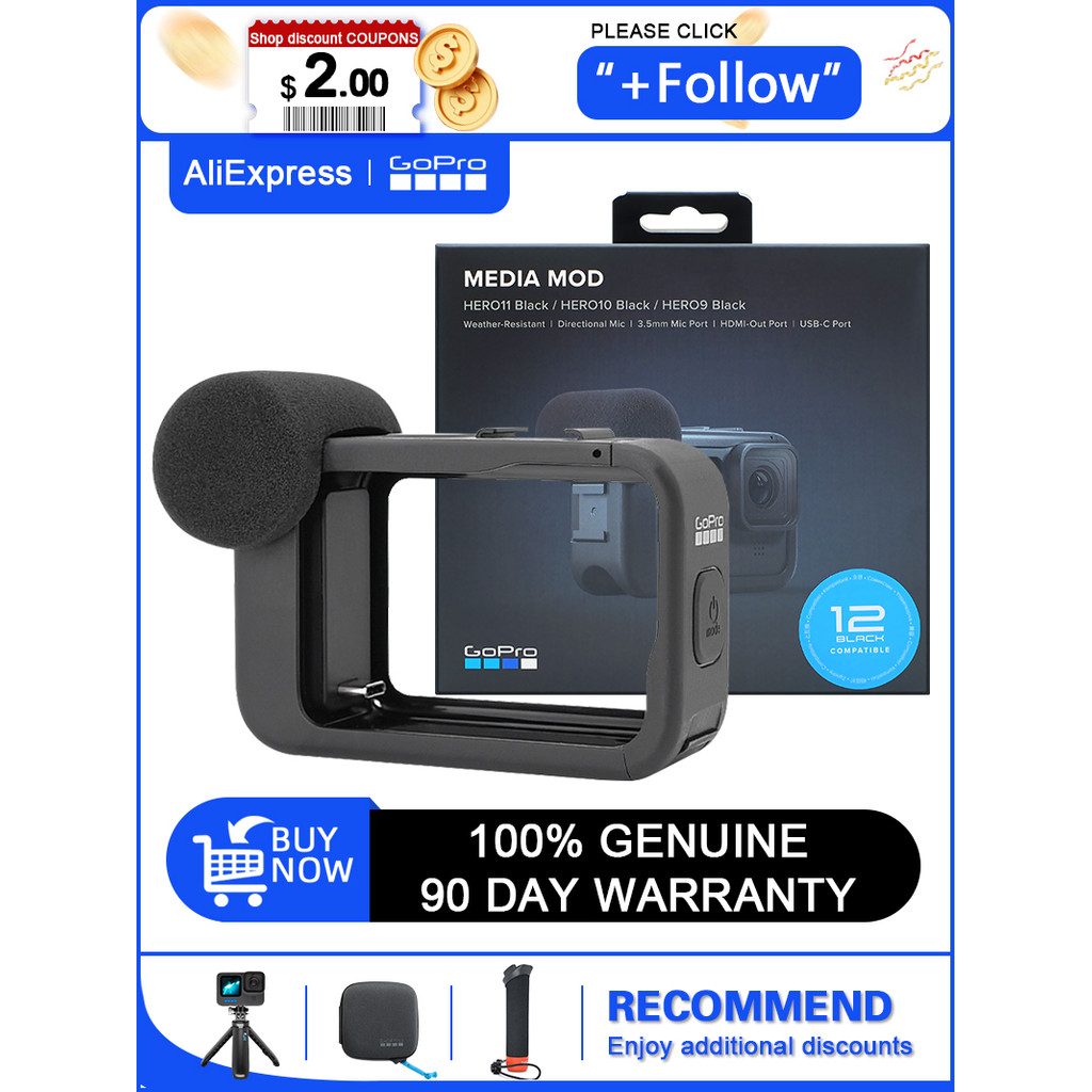 GoPro HERO12 Media Mod Microphone frame for HERO11 10 9 Black Action Camera Go Pro Original Accessor