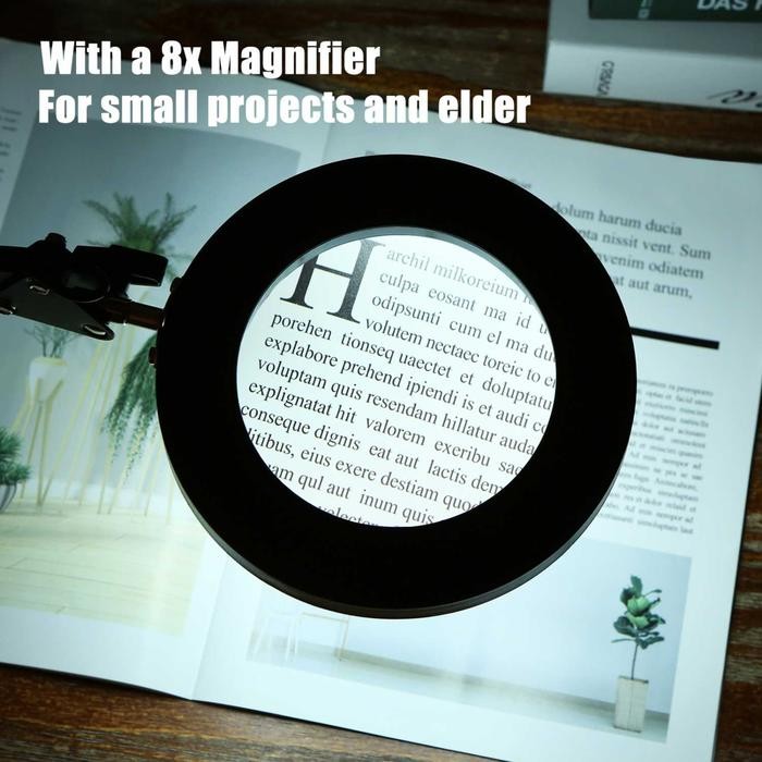 

Lampu Meja Kaca Pembesar Led magnifier lamp desk ALUMUNIUM 360 DERAJAT