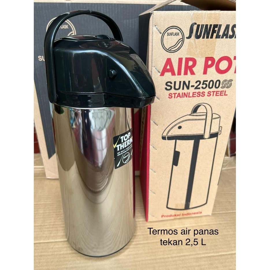 Termos Tekan Sunflask Stainless Kapasitas 2,5 Liter - Teko Air Panas