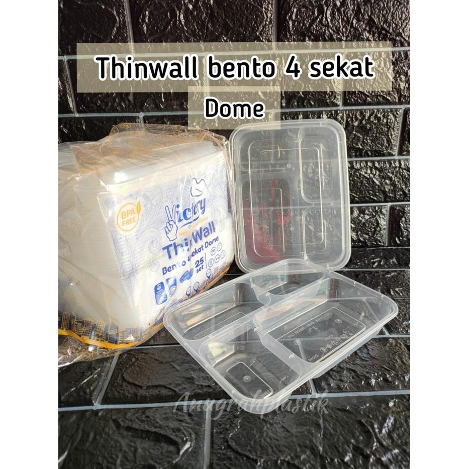 Lunch box / Thinwall bento sekat 4 DOME (PERPACK)