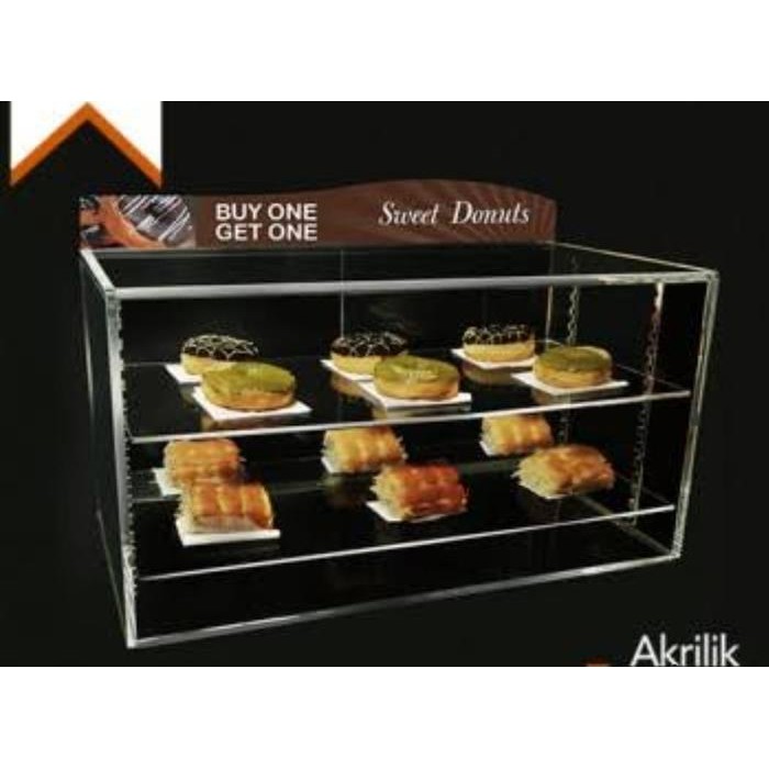 Akrilik /Display/Kue/Roti/Rak/Etalase/Tempat/Oganizer/