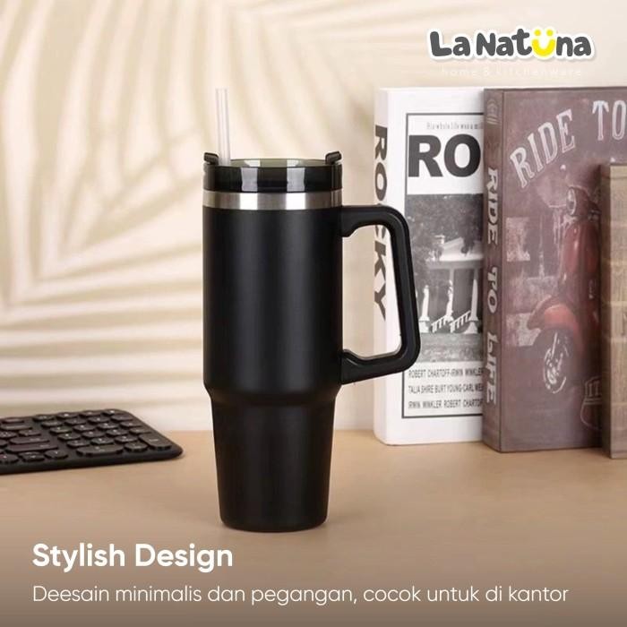 

(Expert) La Natuna Tumbler Gagang Jumbo Stainless Steel Botol Air minum Pegangan Jumbo 1200ml