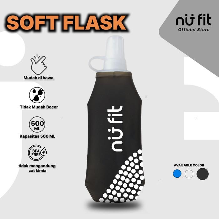 

(Expert) Nu Fit - Botol Minum Lipat 500 ML - Foldable Soft Flask 500 ML Trail Running - Botol Air