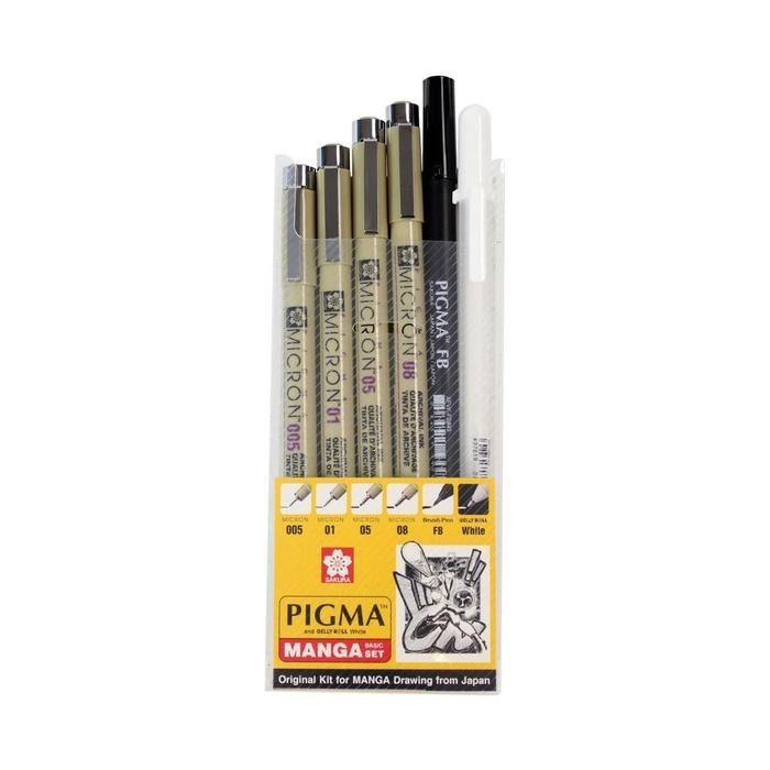 

SAKURA PIGMA MANGA BASIC SET WITH GELLY ROLL PEN WHITE