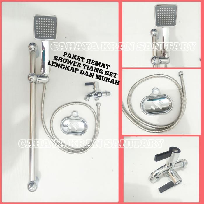 Laris!!! Paket Hemat Shower Tiang Set Lengkap Murah/Sower Tiang Set Kran Double