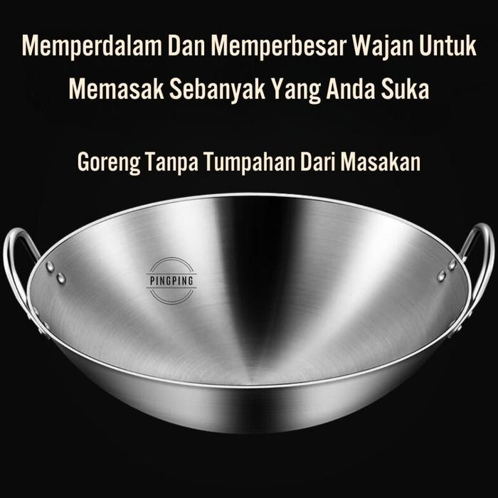 Wajan Penggorengan Tebal Full Stainless Steel Sus 304/Wajan