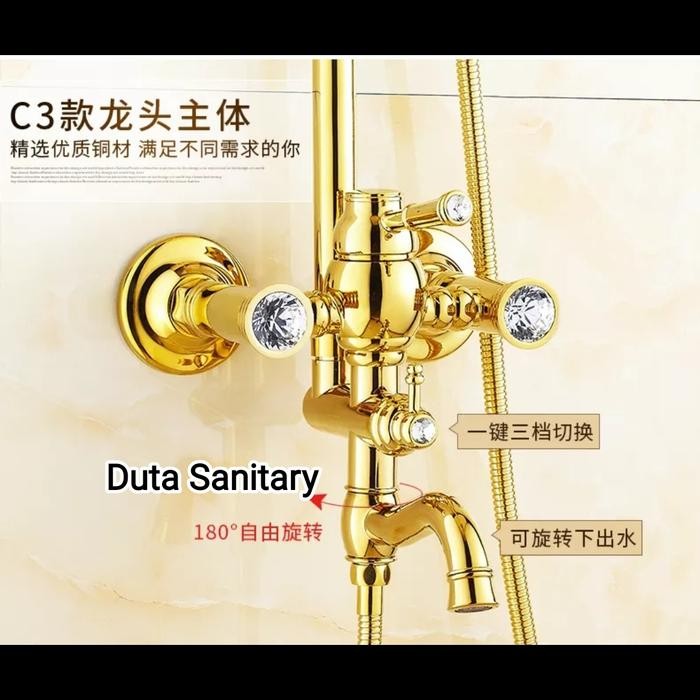Terbagus Tiang Shower Gold Classic Panas Dingin/ Shower Tiang Gold Classic Set