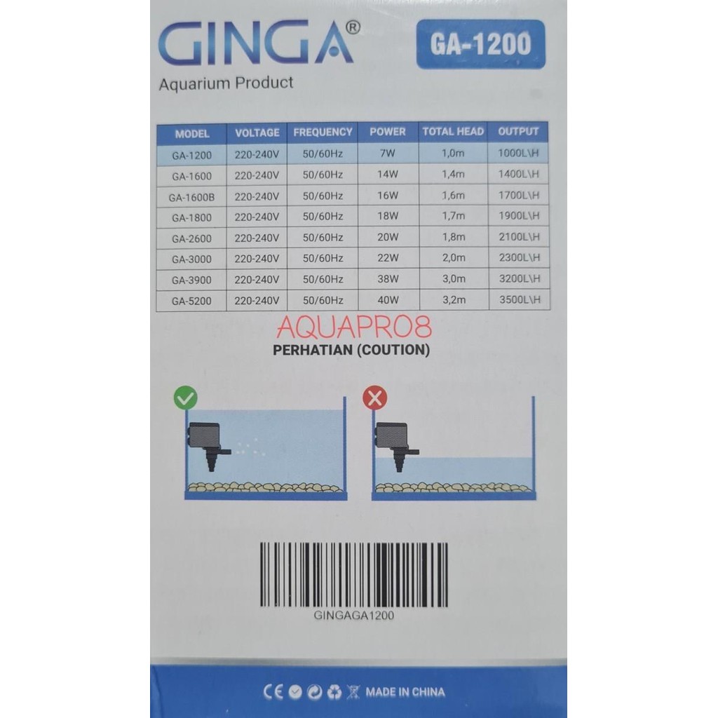 MURAH POMPA AIR AQUARIUM POWER HEAD GINGA GA 2600 GINGA GA2600 KODE 276