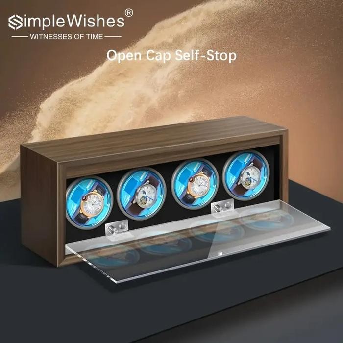 Automatic Watch Box Winder Lemari Tempat Jam Tangan Otomatis 4 Slot kotak display jam tangan