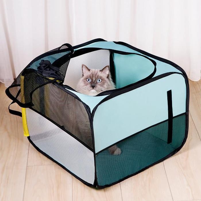 Kandang Lipat kucing anjing Portable pagar Tenda lipat hewan Portable
