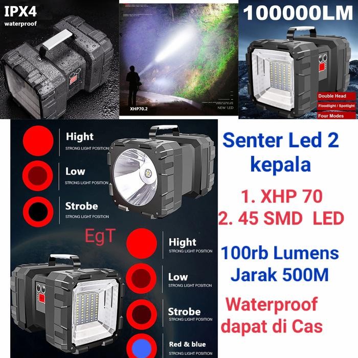 Senter led super terang super bright 100rb lumens XHP70 Senter led