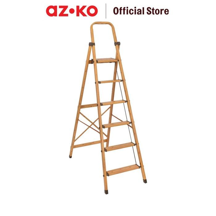 

Terlaris Azko Fixsteps 1.7 Mtr Tangga Lipat Aluminium Slim Motif Kayu 6 Step Multifunction Household