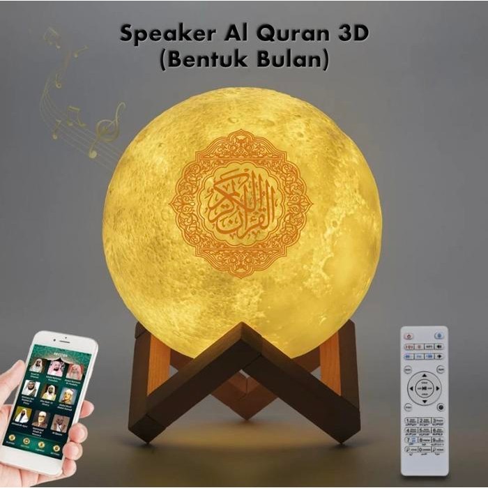 Speaker Al Quran Murottal 30 Juz Lampu Led Bluetooth Portable Bulan