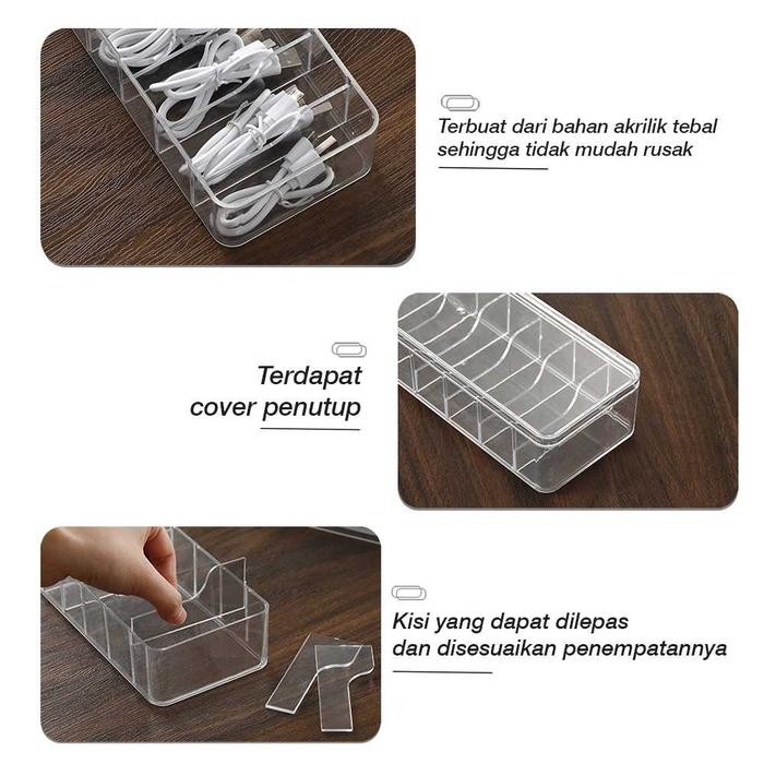 

Kotak Organizer Kabel Charger Alat Tulis Perhiasan Aksesoris Box Cable Storage Dengan Tutup