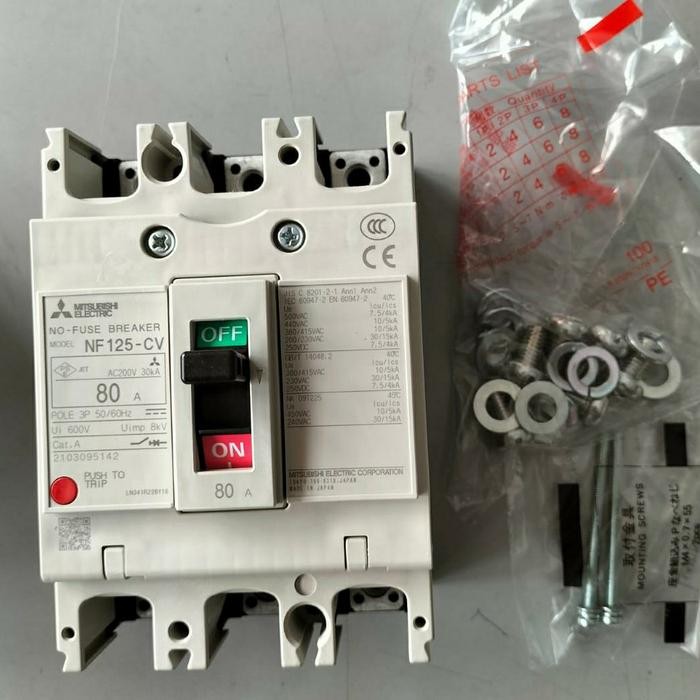 Nfb Mccb Mitsubishi Nf 125 Cw 3P 80A Nfb = No Fuse Breaker 3P 80 A
