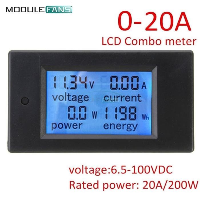 Digital Meter 20A DC 100V LCD Volt Watt Current Power Meter Ammeter