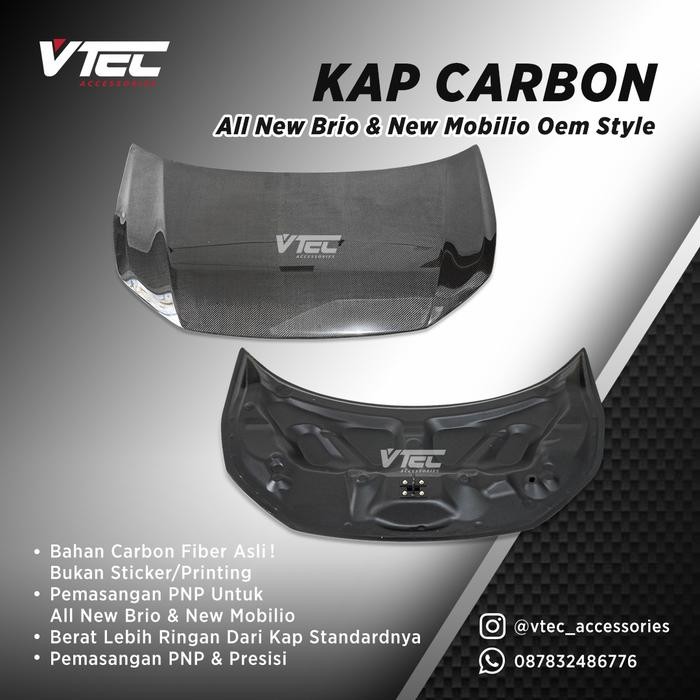 kap mesin carbon all new brio & mobilio facelift