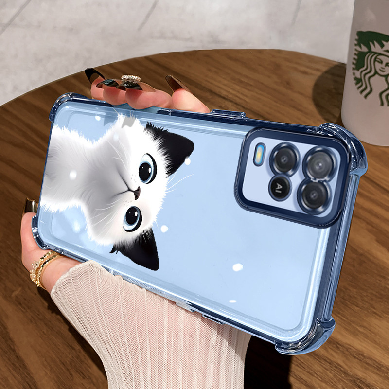 Casing Hp untuk OPPO A54 Case Casing Softcase Kucing Hitam Putih HP Kasus Ponsel Kesing