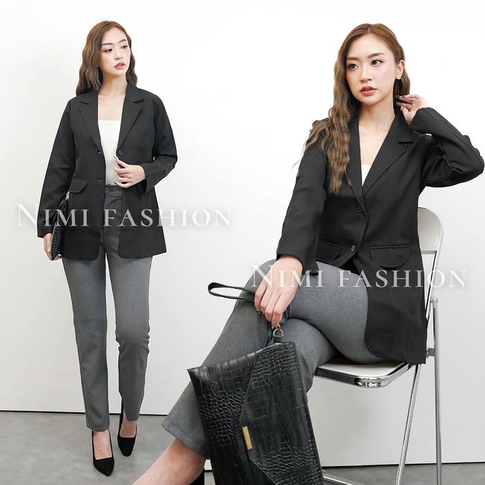 NIMI - Blazer Hitam Wanita Blazer Kerja Wanita Panjang Formal