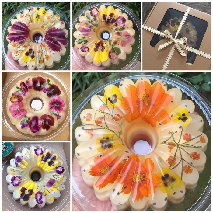 

Premium edible flower lychee puding