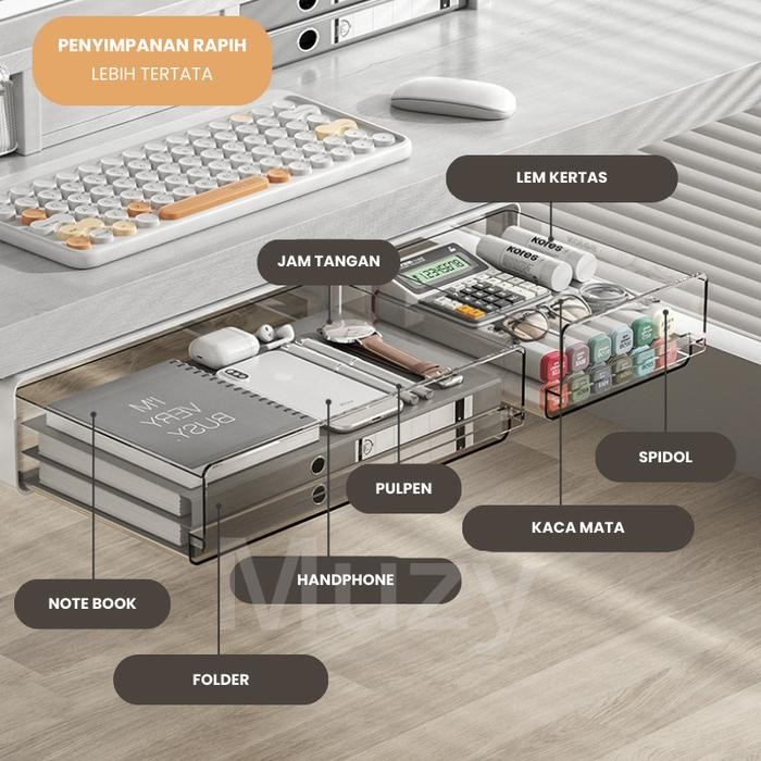 

Muzy Organizer Laci Bawah Meja Laci Tempel Buku Pulpen Pencil Storage Penyimpanan Desk Drawer Bawah