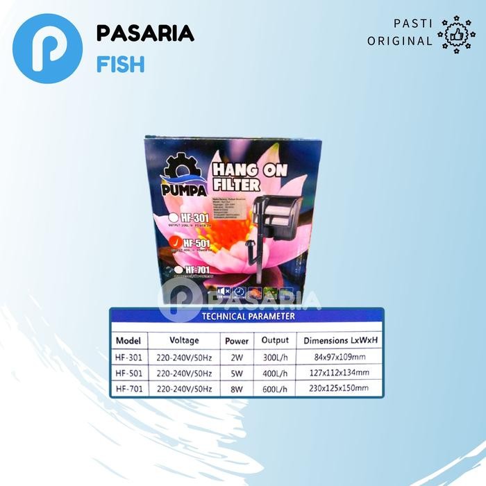 Sunsun Hang On Filter Gantung Hf501/Hf 501 400 Liter/Jam Low Watt