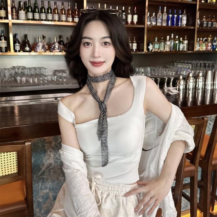 Syal Dasi Wanita Kristal Dasi Fashion Wedding Aksesoris Pesta Rhinestone Chain Rhinestone Belt Dasi