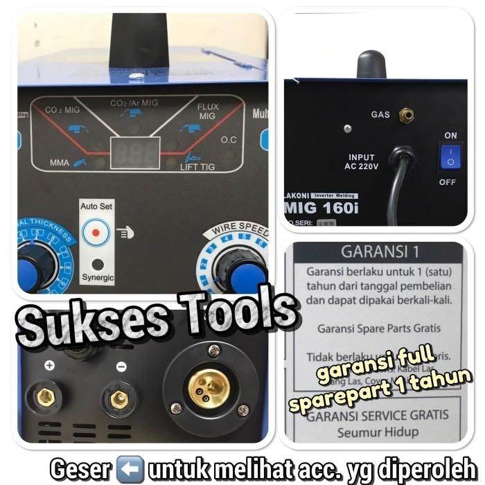 Mesin Las Flux MIG CO2 MMA Lift TIG 160 Lakoni Mig 160 Mig160 i 4 in 1