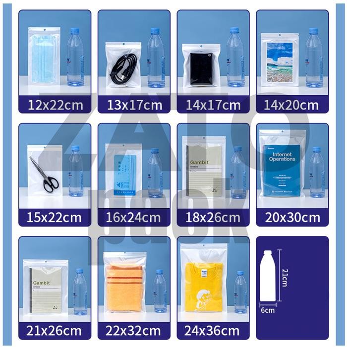 

22X32 CM 100 PCS PLASTIK KLIP PLASTIK ZIPLOCK PUTIH MIX CLEAR BUNGKUS KEMASAN PACKAGING ZATOPACK