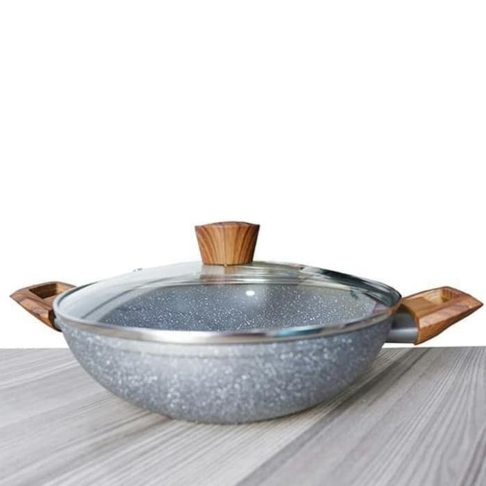 Wajan Kuali Keramik Marble Induksi Anti Lengket Gratisongkir