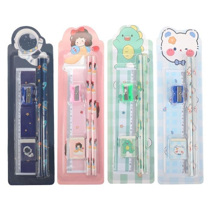 

READY Alat Tulis Set Mini Stationary Set Pensil 5 in 1 Motif Karakter