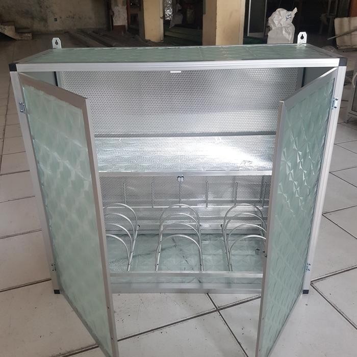 Rak Gantung Lemari Dapur Kitchen Set Atas Aluminium Kaca 2 Pintu Gratisongkir