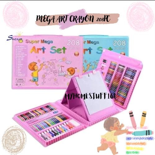 

Shenar 208Pcs Crayon Anak Set Alat Menggambar Melukis Cat Air Pensil Art Full Set Biru Board Brush