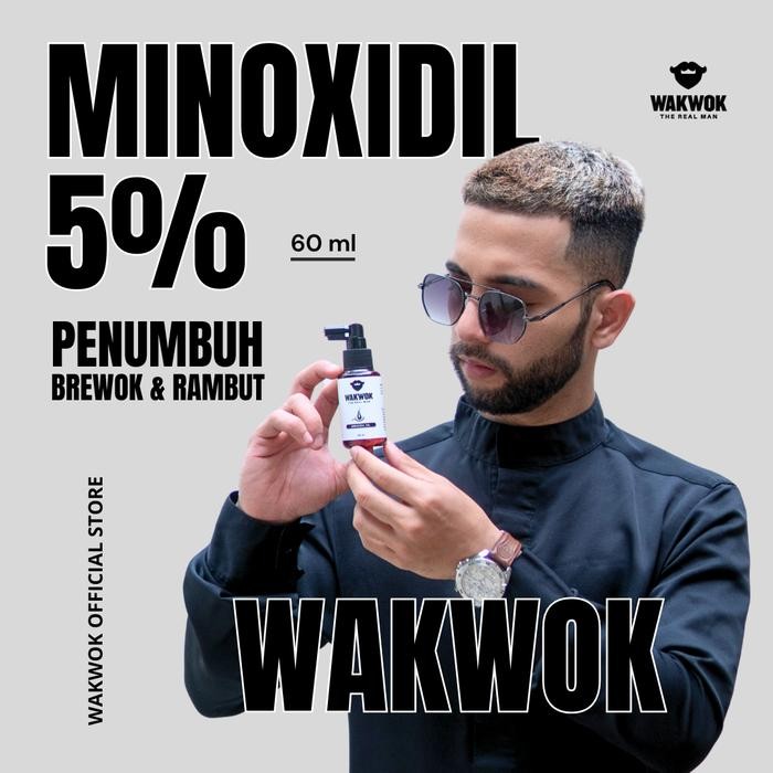Minoxidil Wakwok 60ml - Penumbuh Brewok & Rambut organik perawatan jerawat Organic Anti Bakteri