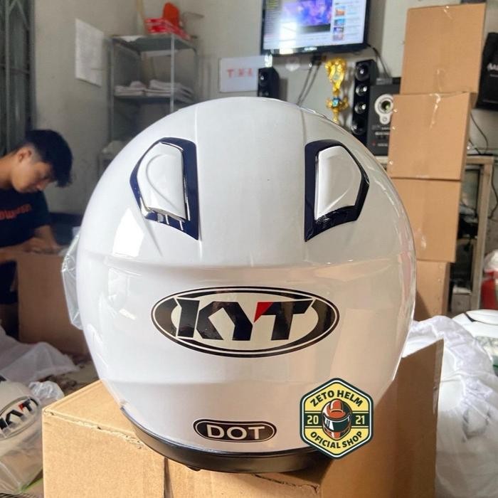 Helm Mirip KYT KYOTO White Solid Helm Ori SKS / BCX / HNL Free Stiker KYT Kaca bening