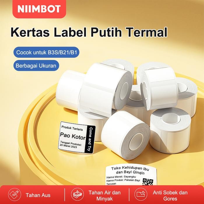 

Kertas Label Termal Anti Air Anti Minyak Anti Robek Warna Putih Murni untuk Niimbot