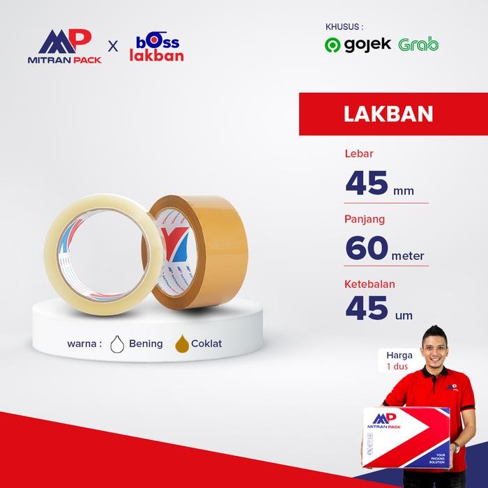 

(Gojek) Lakban Bening / Coklat 45 mm x 65 meter / 72 yard Mitran Pack