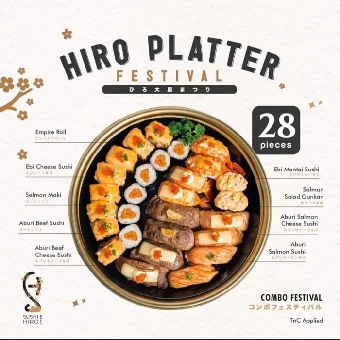 

Sushi Platter Combo Festival 28 pcs - SUSHI HIRO Medan (Ready To Eat)