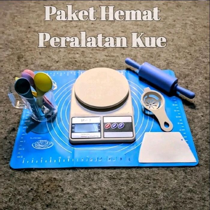 1 set alat pembuat adonan kue dan roti / paket pembuat adonan /rolling pin alas silikon timbangan